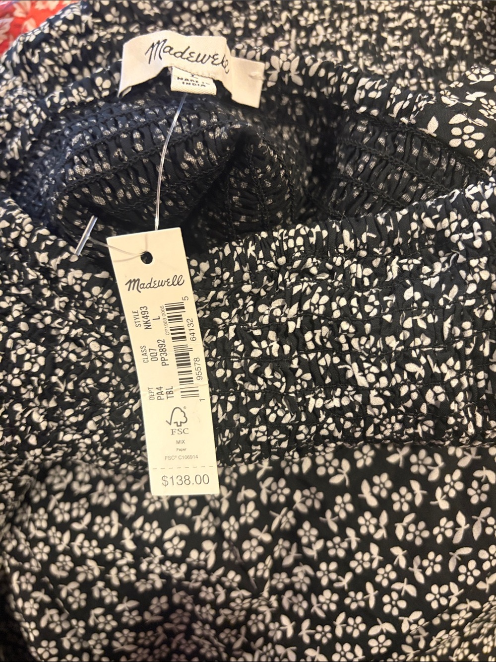 Madewell Ditsy Floral Smocked Wide-Leg Jumpsuit in Navy L - Picture 5 of 5